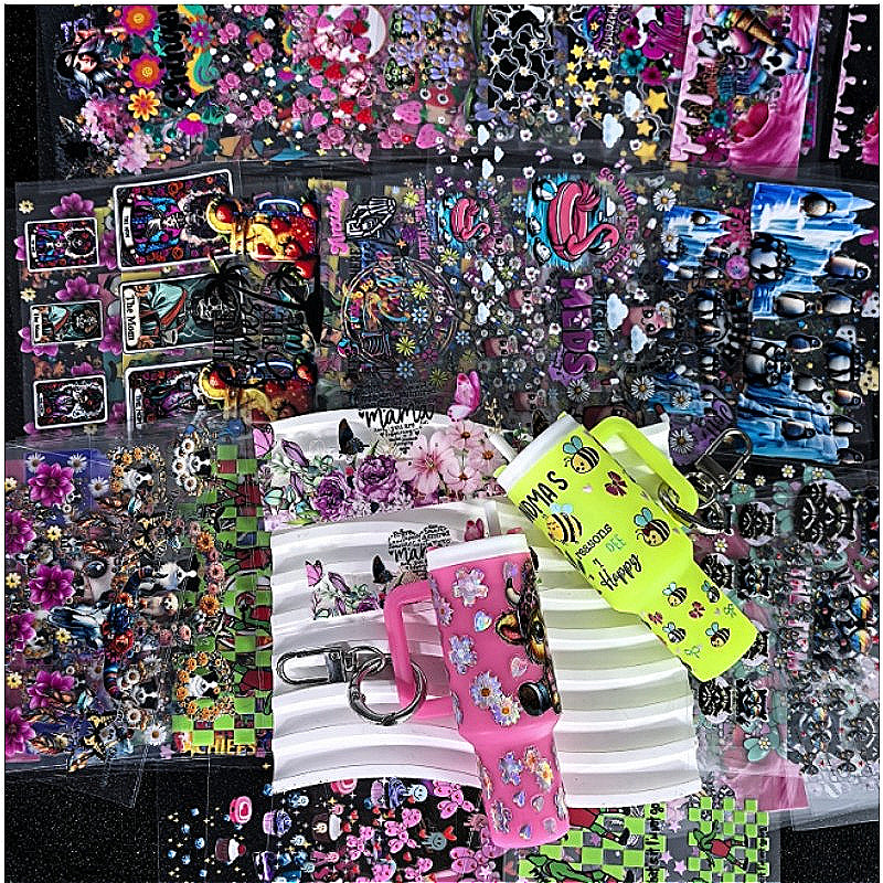 Wholesale Random 20pcs 50pcs 100pcs Cartoon Pattern Mini Travel  Cup Sticker